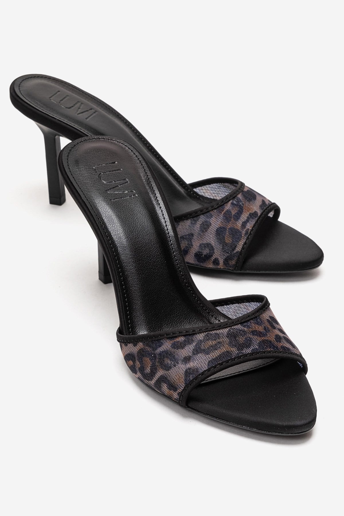 MONROE - Black Patterned Mesh Heeled Mule (Women)