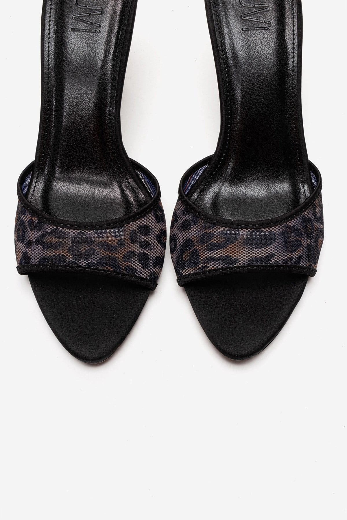 MONROE - Black Patterned Mesh Heeled Mule (Women)
