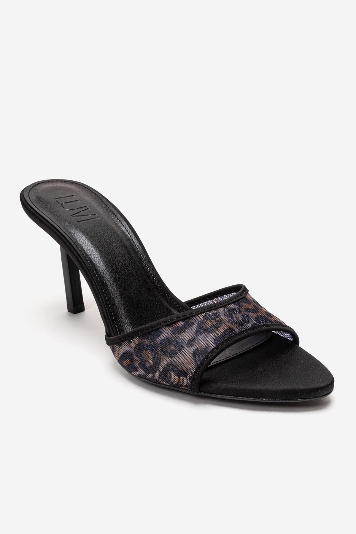 MONROE - Black Patterned Mesh Heeled Mule (Women)