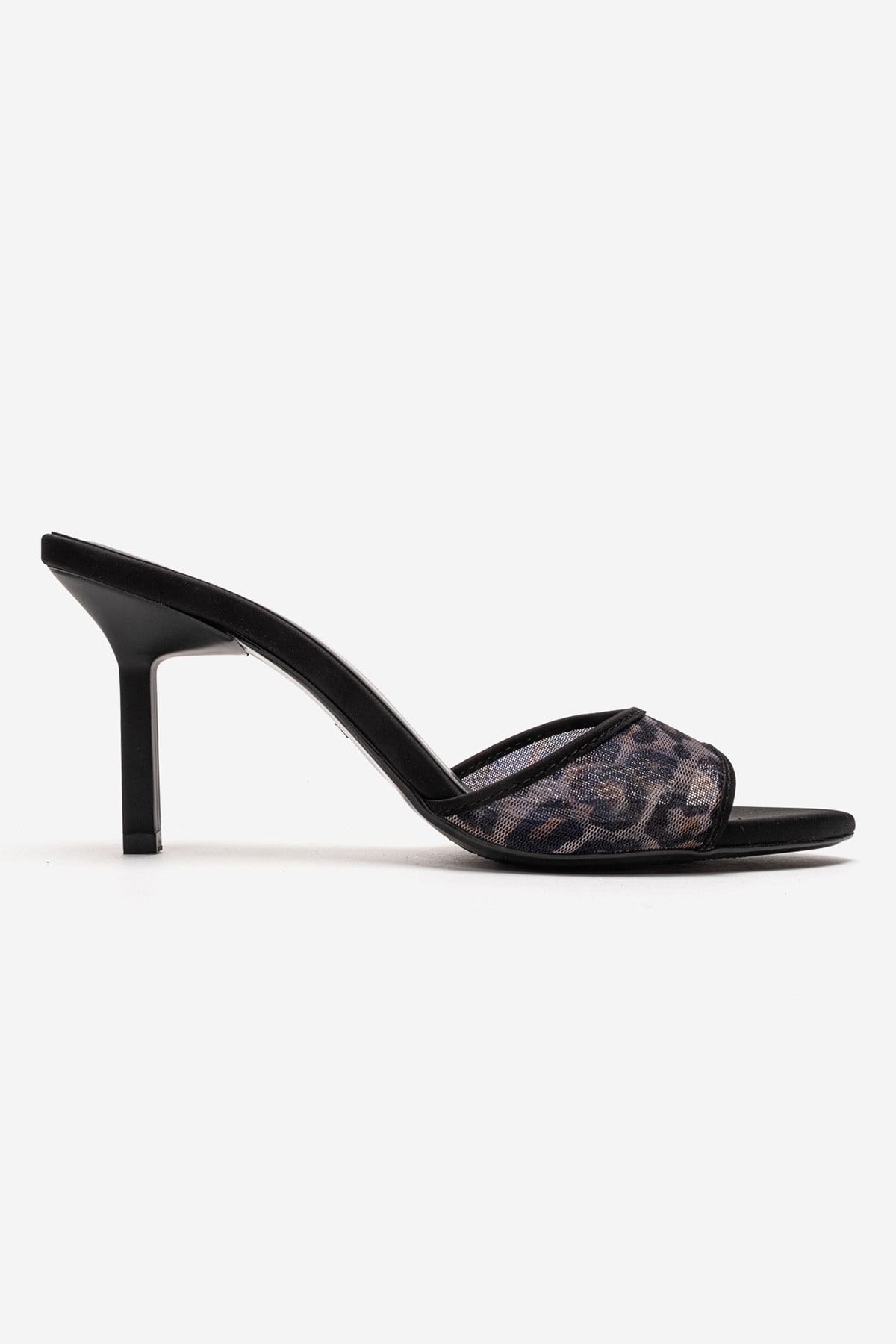 MONROE - Black Patterned Mesh Heeled Mule (Women)