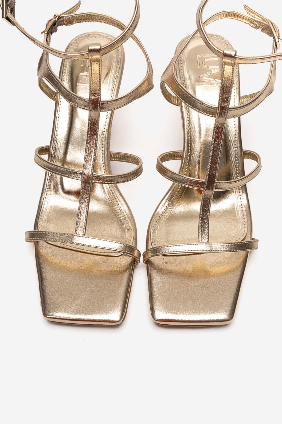 VIENTO - Gold Ankle-Strap Stiletto Pump (Women)