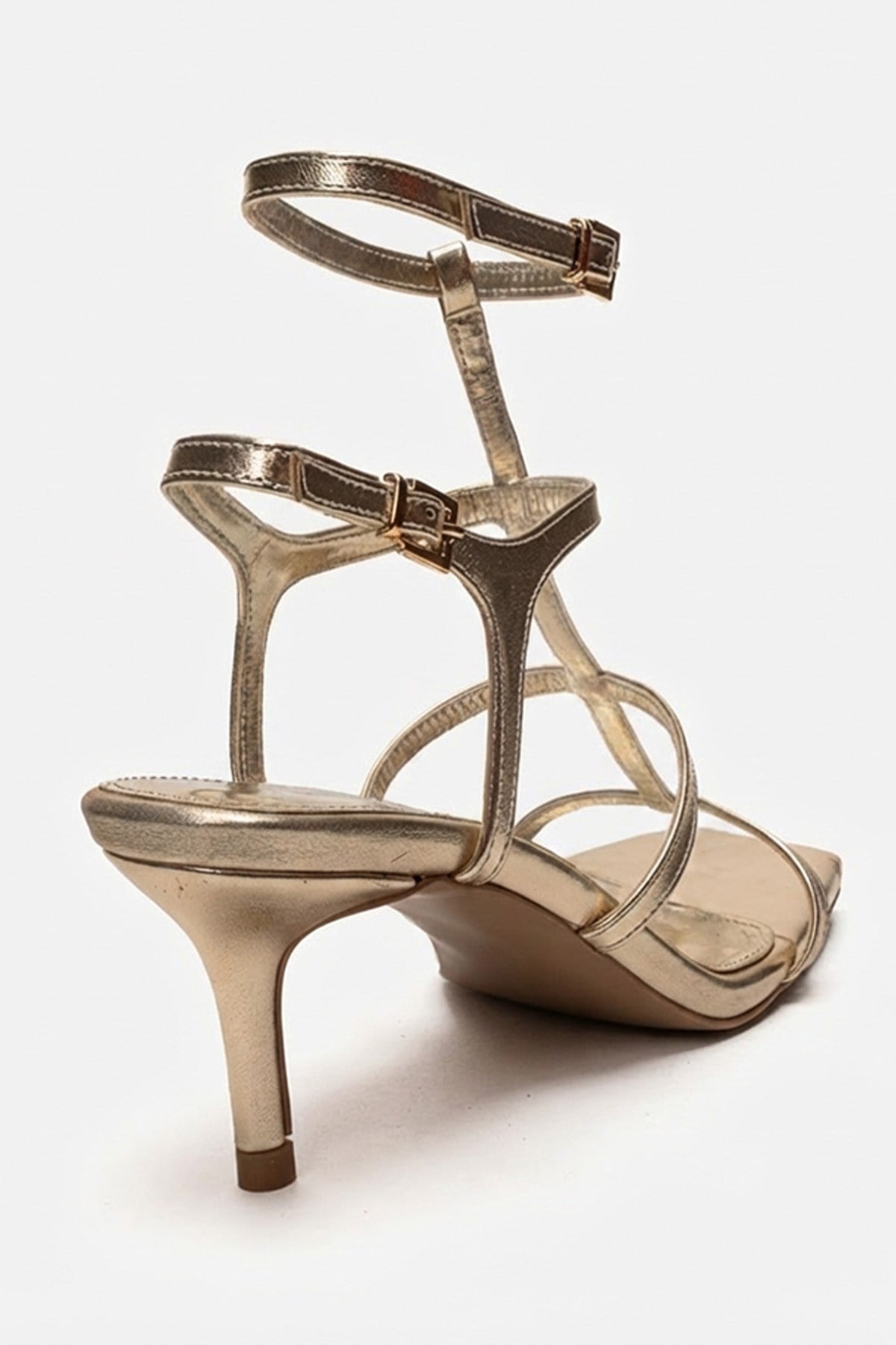 VIENTO - Gold Ankle-Strap Stiletto Pump (Women)