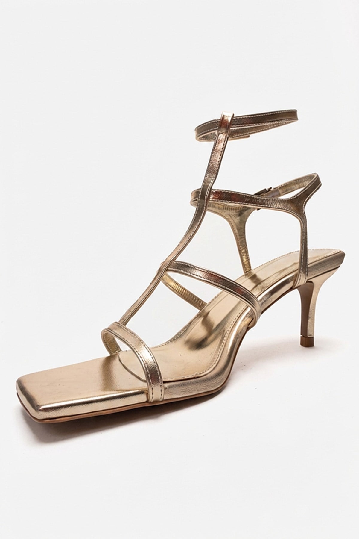 VIENTO - Gold Ankle-Strap Stiletto Pump (Women)