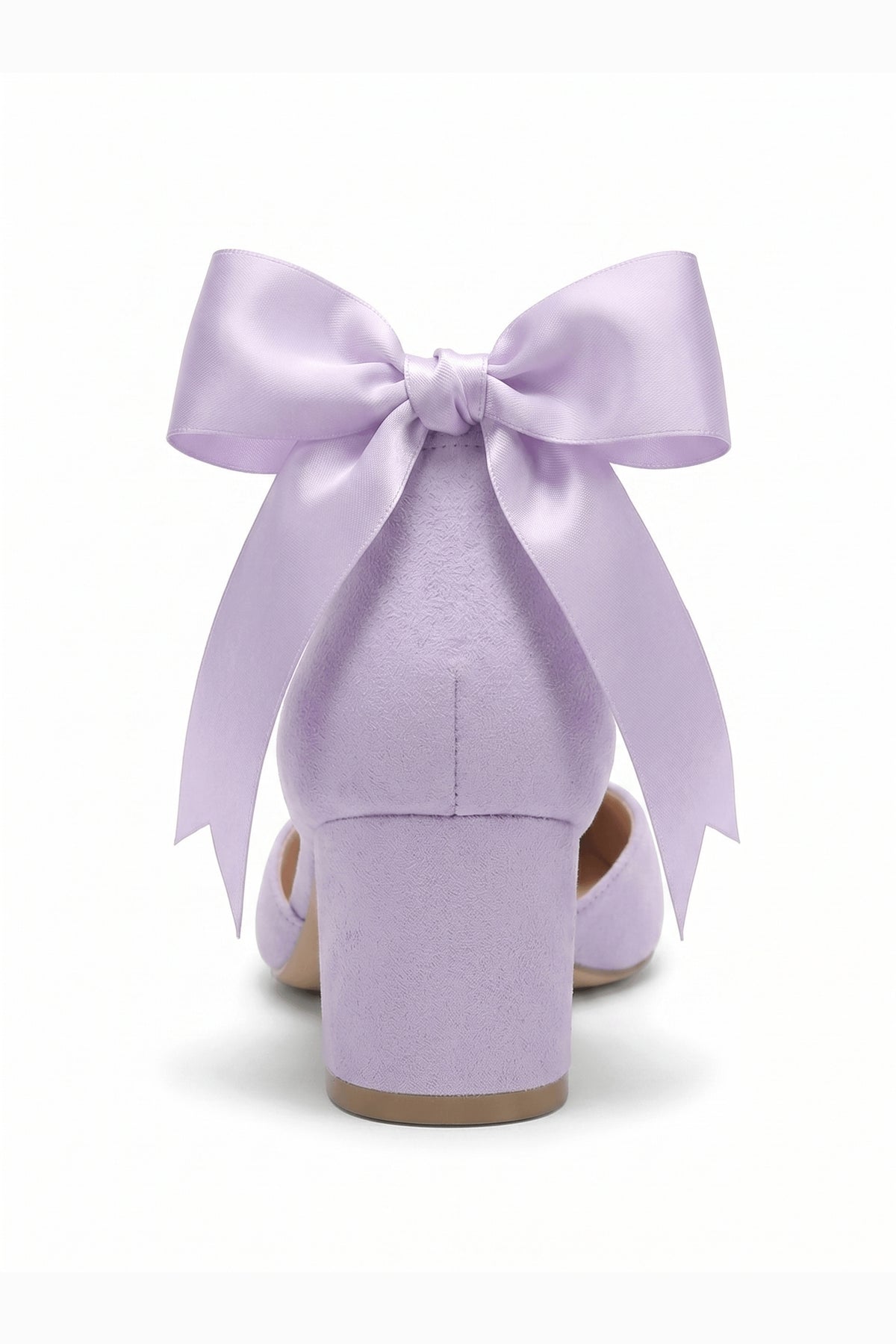 Arielle Lilac Suede Bow Ankle Strap Block Heel Sandal
