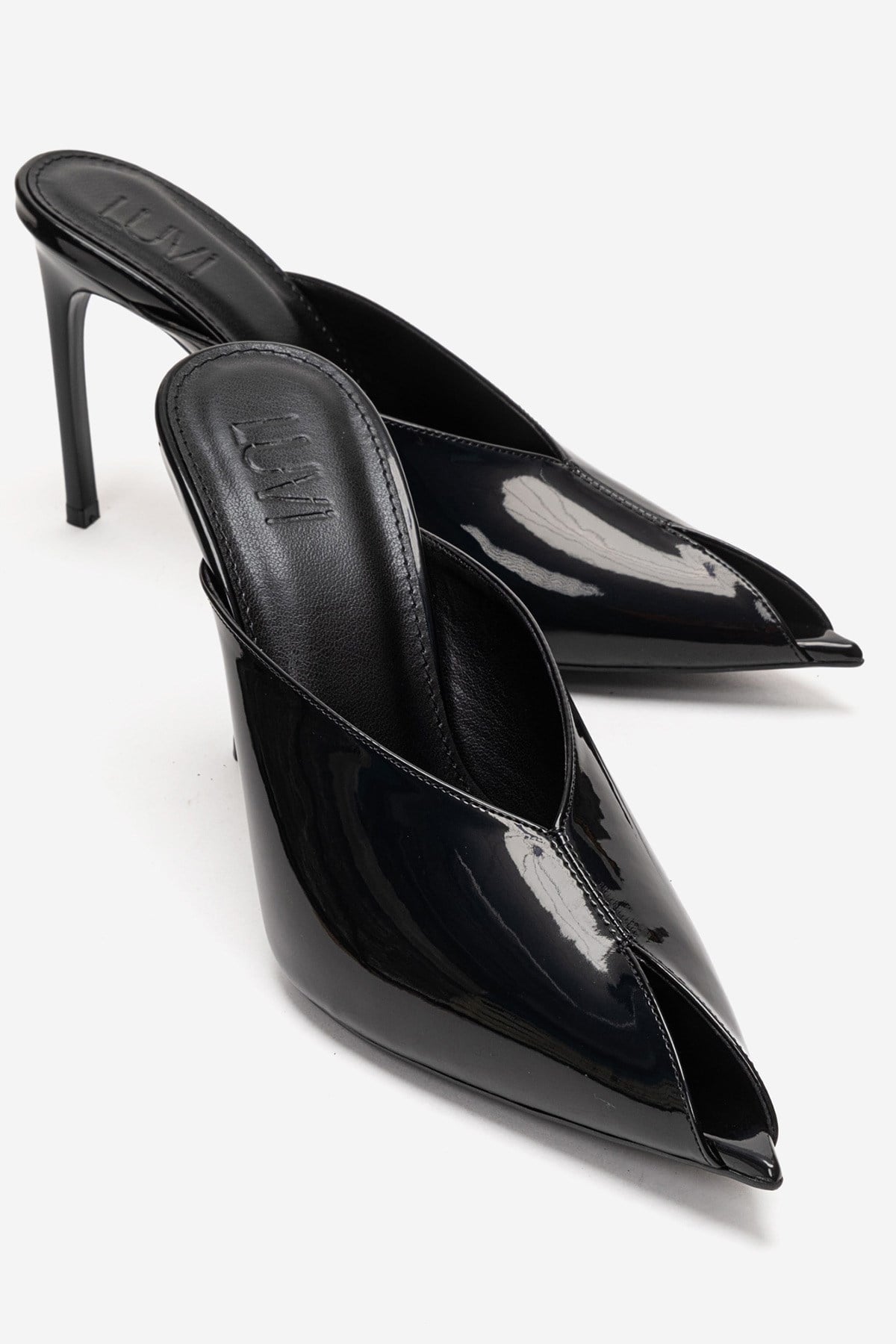 Mirena - Black Genuine Leather Stiletto Mule (Women)