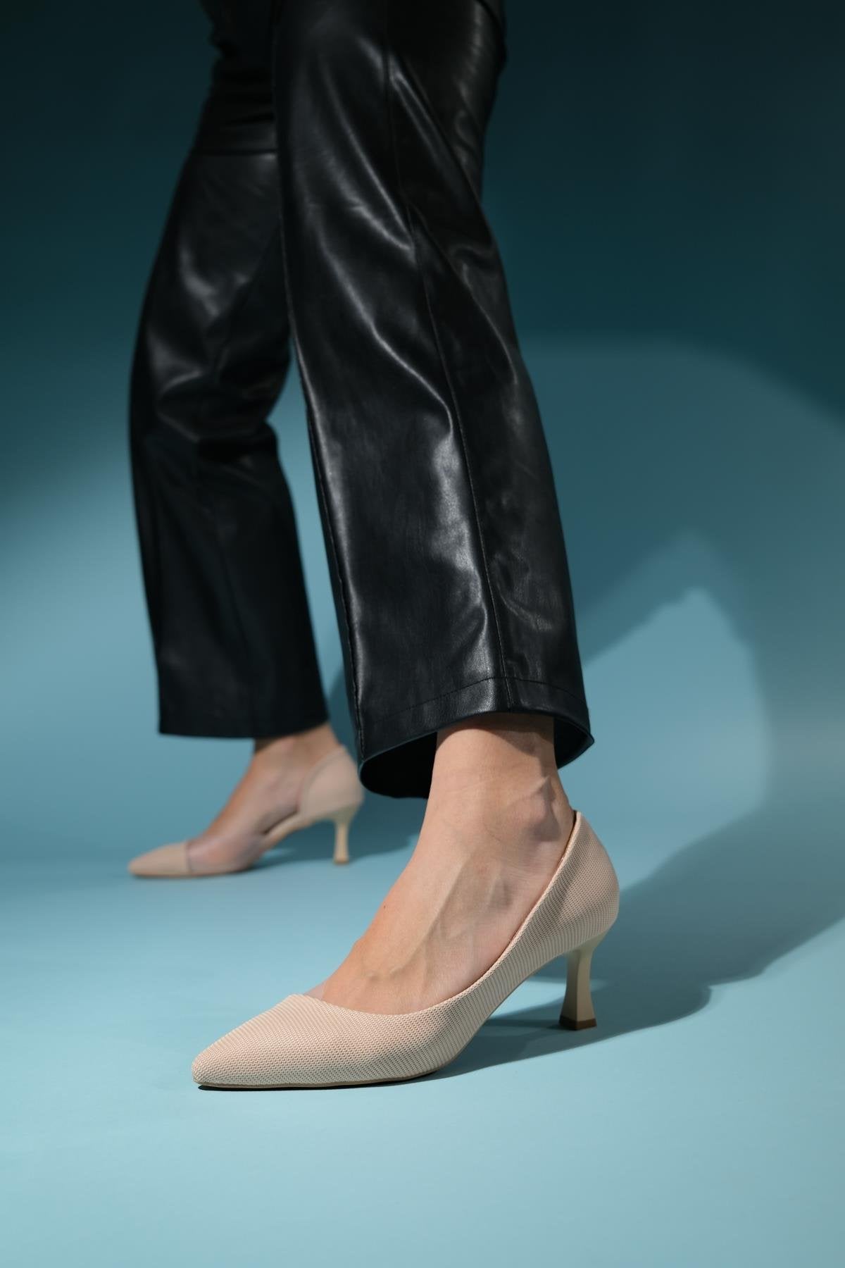 Chevy - Nude Striped Heeled Shoe (Women)