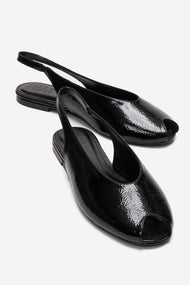 SERINA - Black Genuine Leather Sandal (Women)