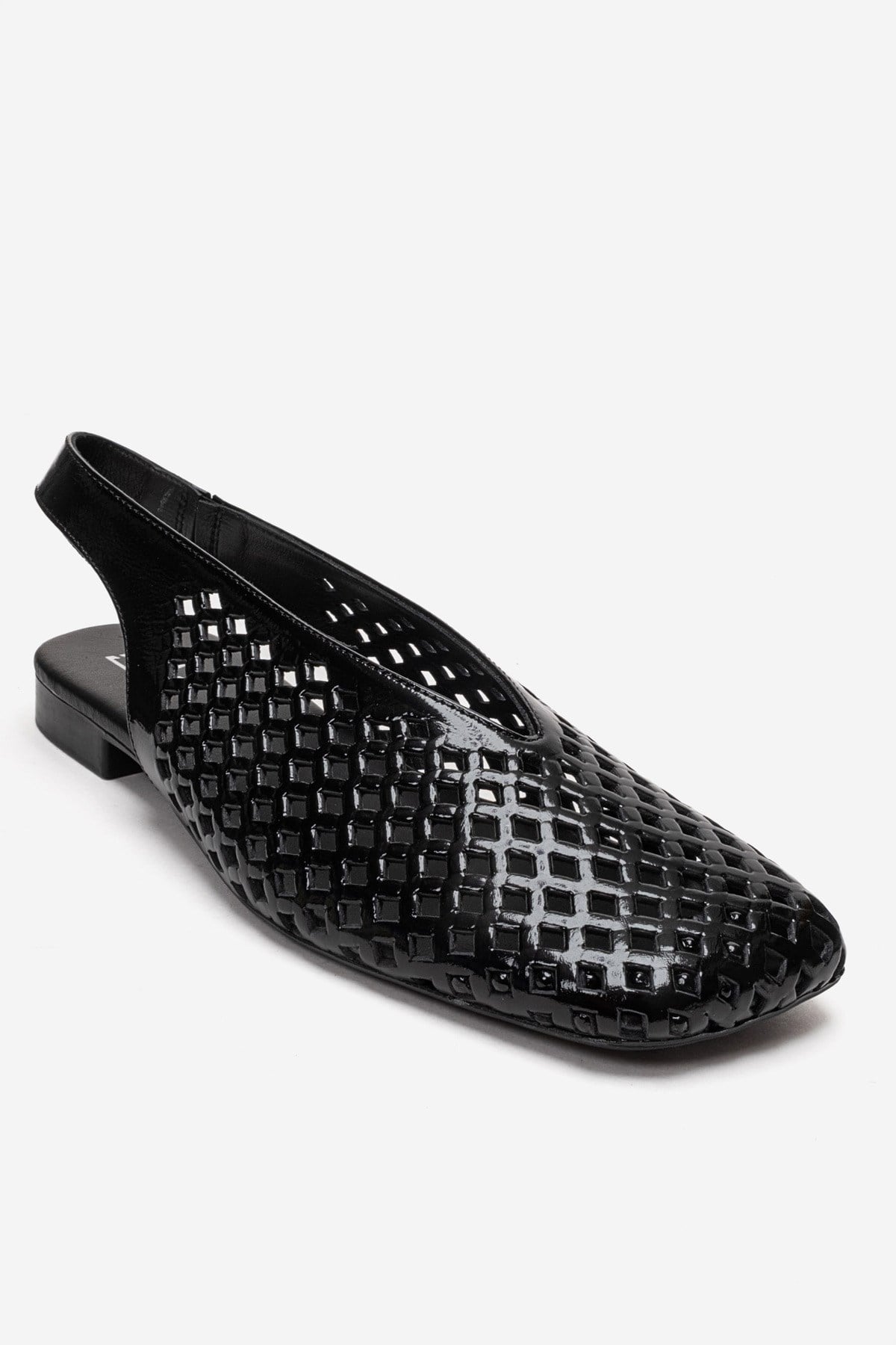 DELIZIA - Black Genuine Leather Closed Front Laser-Cut Sandal (Women)