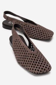 DELIZIA - Taupe Genuine Leather Closed Front Laser-Cut Sandal (Women)