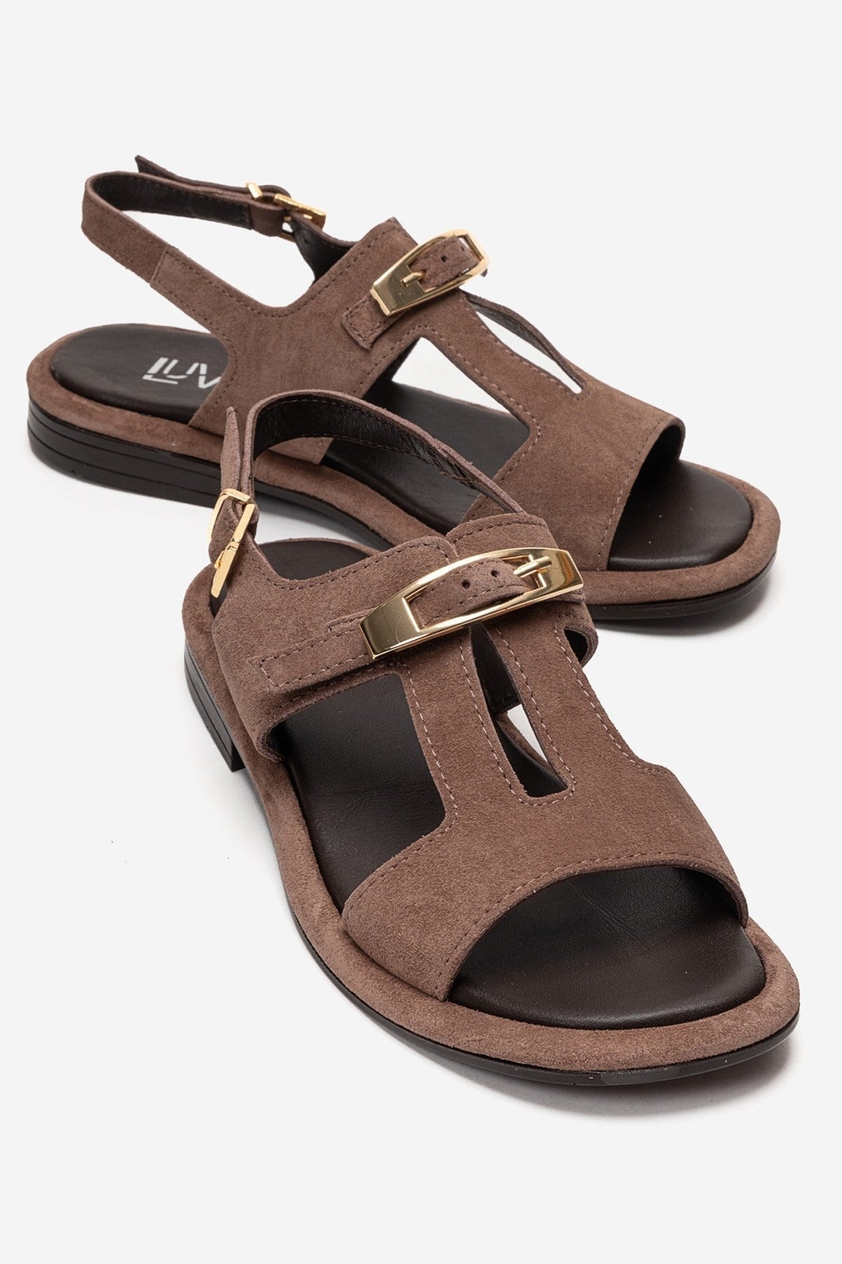 AUREN - Taupe Suede Genuine Leather Sandal (Women)