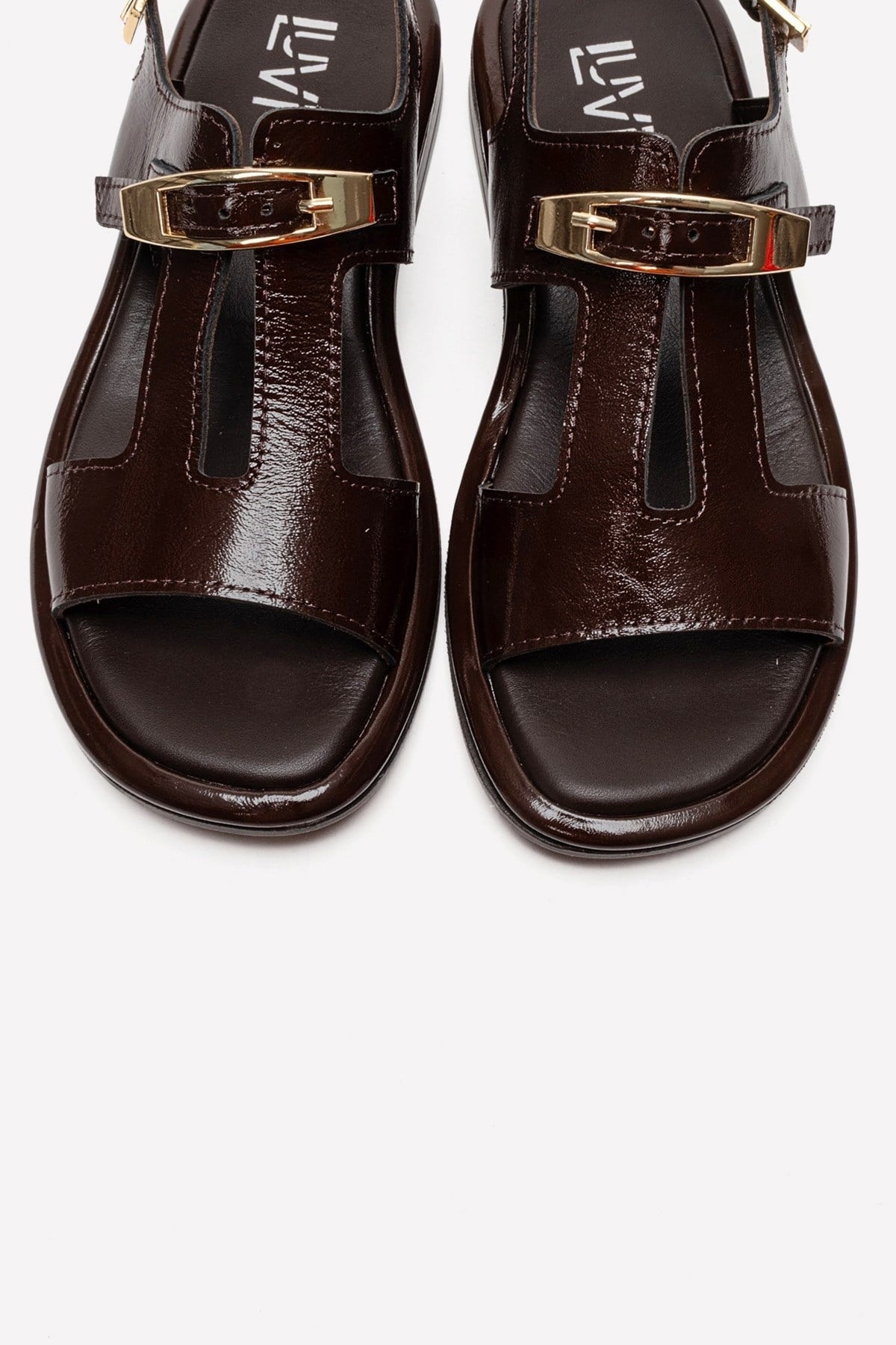 AUREN - Cognac Patent Genuine Leather Sandal (Women)