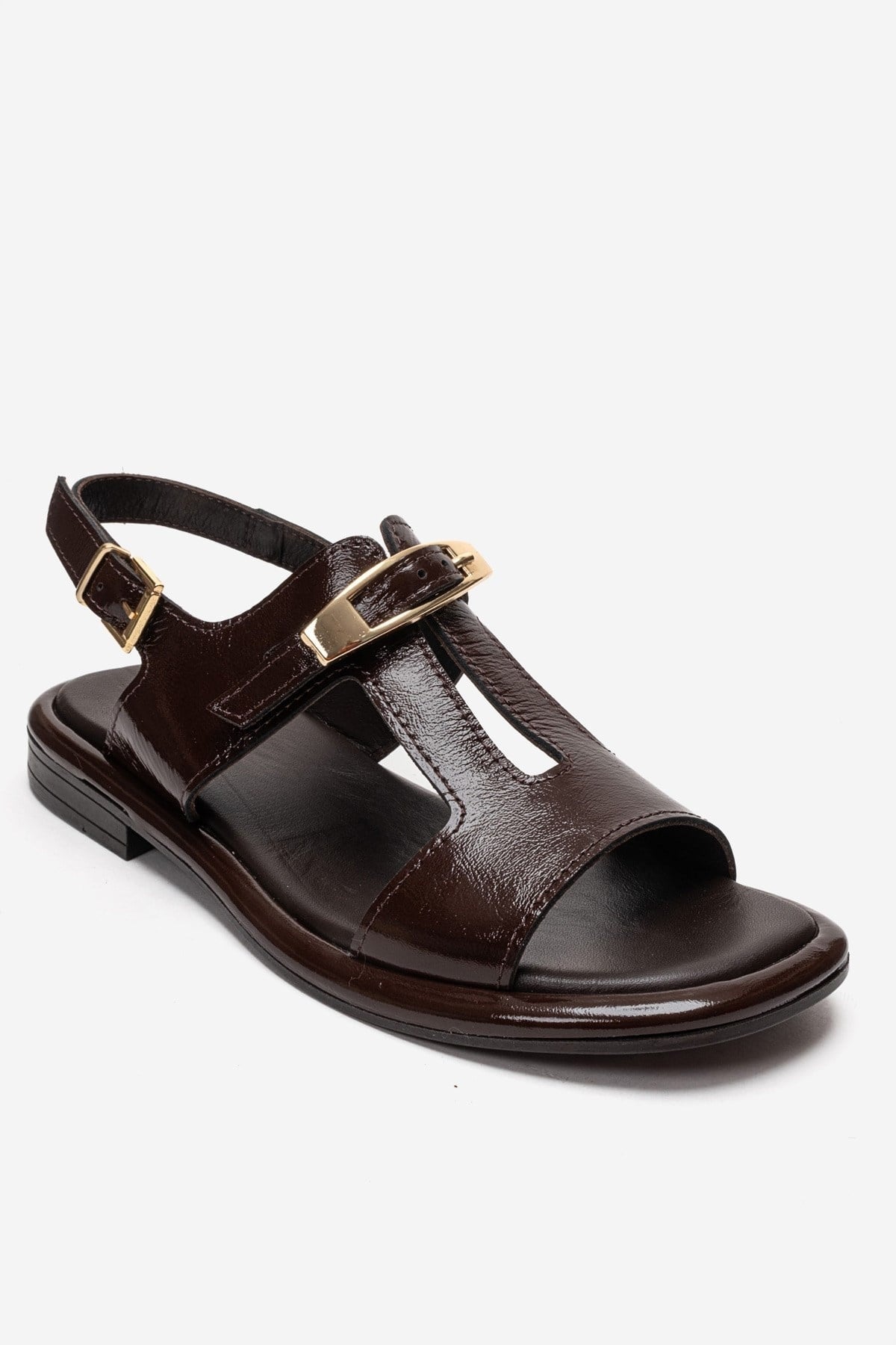AUREN - Cognac Patent Genuine Leather Sandal (Women)