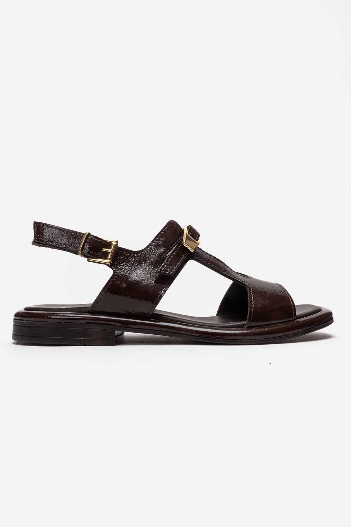 AUREN - Cognac Patent Genuine Leather Sandal (Women)
