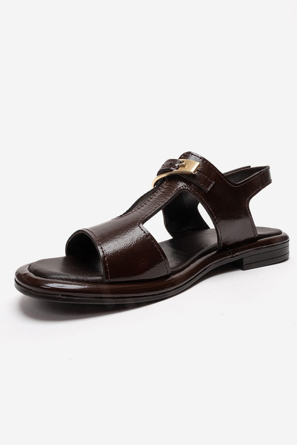 AUREN - Cognac Patent Genuine Leather Sandal (Women)