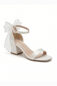 Floraya Opentoe Bow Detail Block Heel Bridal Sandals