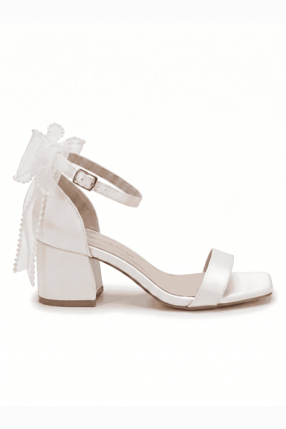 Floraya Opentoe Bow Detail Block Heel Bridal Sandals