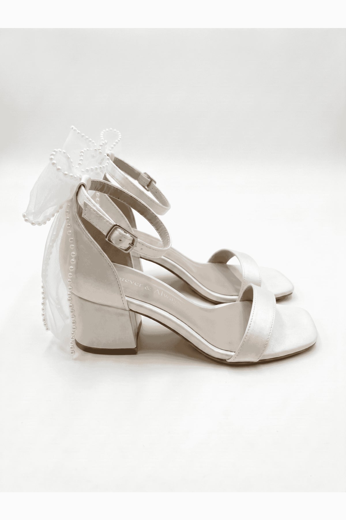 Floraya Opentoe Bow Detail Block Heel Bridal Sandals