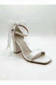 Evarose Open Toe Bow Detail Block Heel Bridal Sandals
