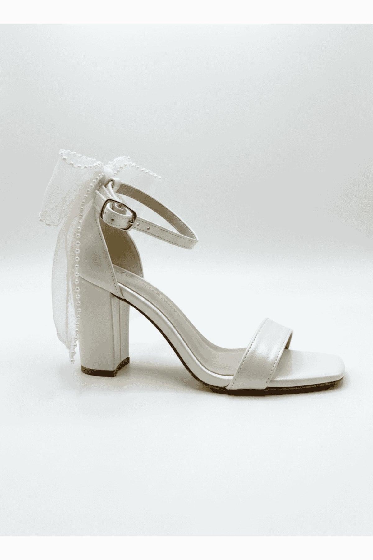 Evarose Open Toe Bow Detail Block Heel Bridal Sandals