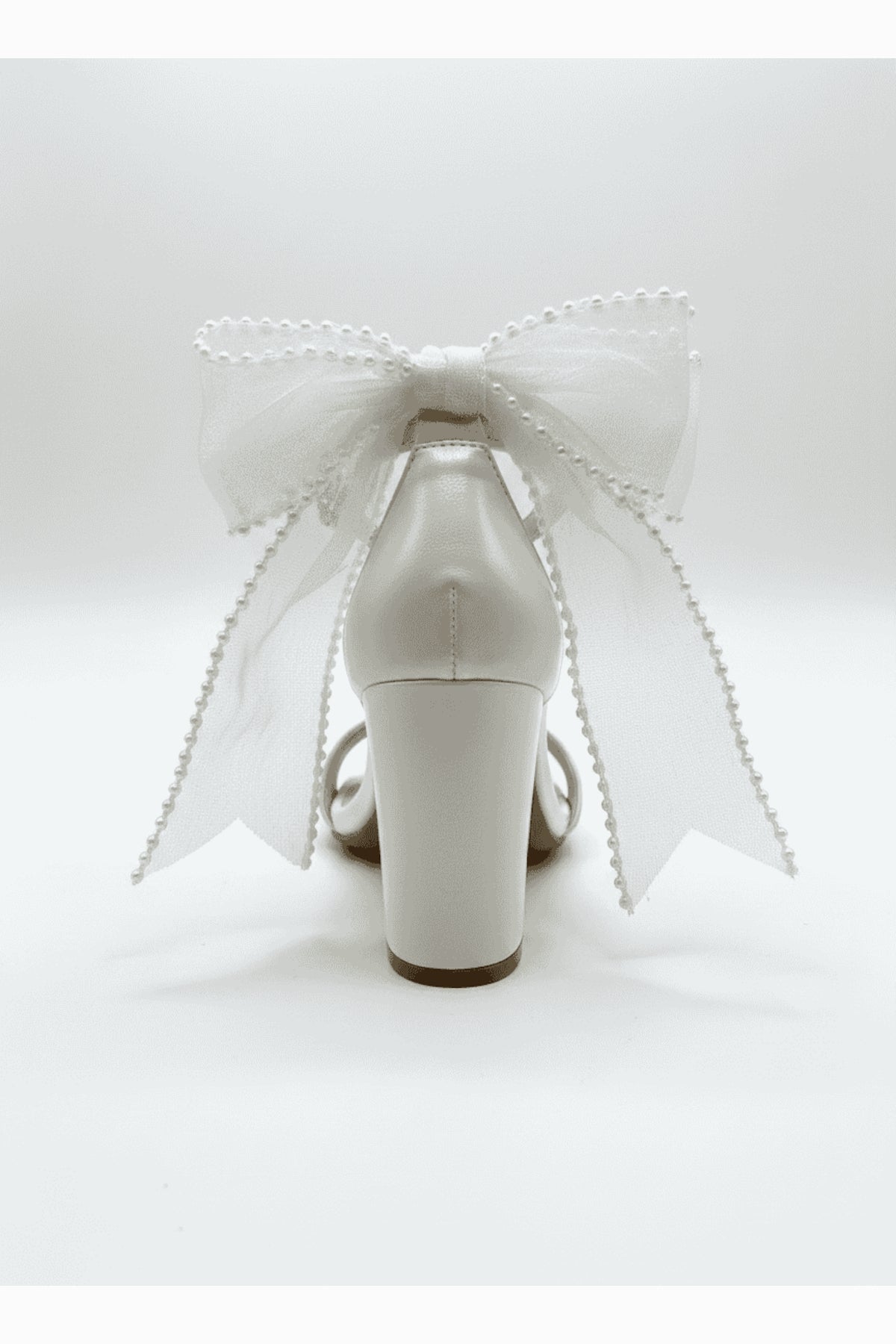 Evarose Open Toe Bow Detail Block Heel Bridal Sandals