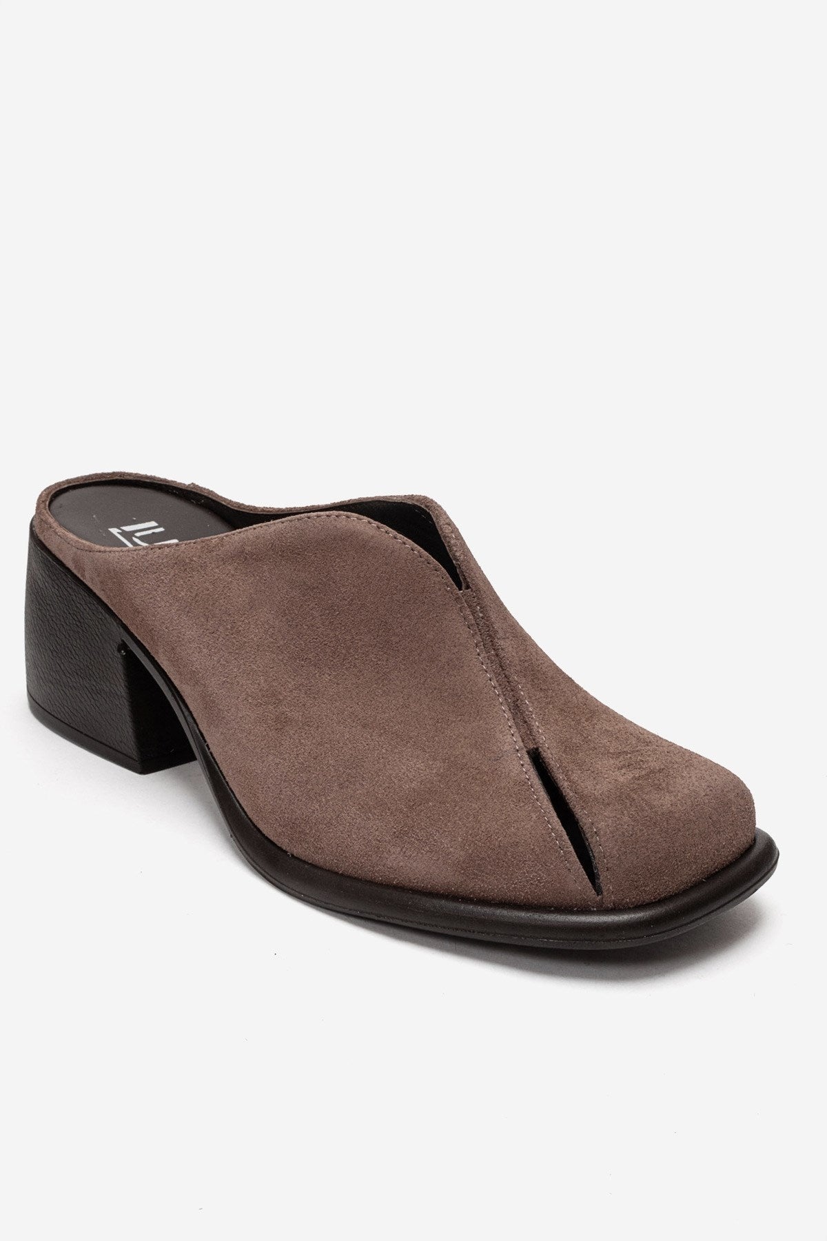 Ardent - Taupe Genuine Leather Block Heel Mule (Women)