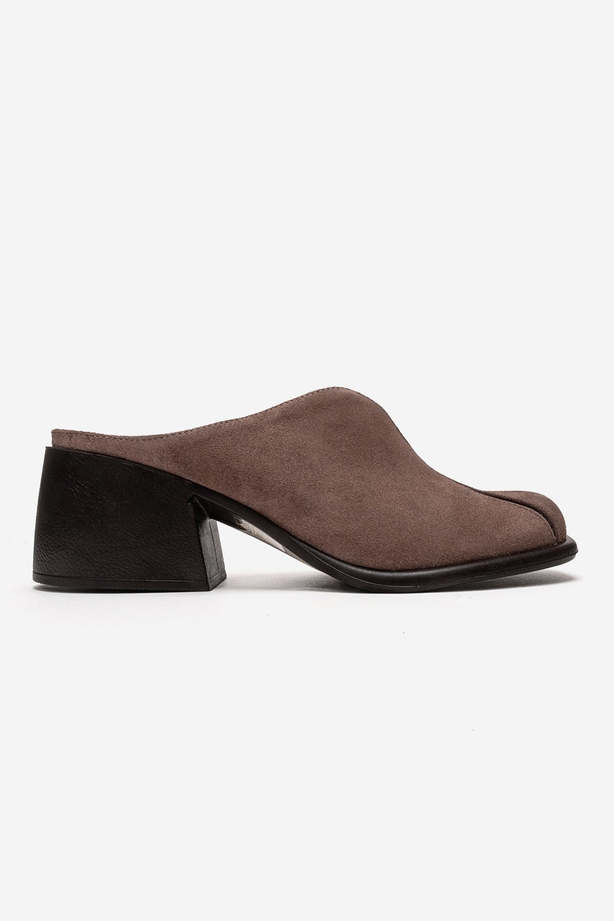Ardent - Taupe Genuine Leather Block Heel Mule (Women)