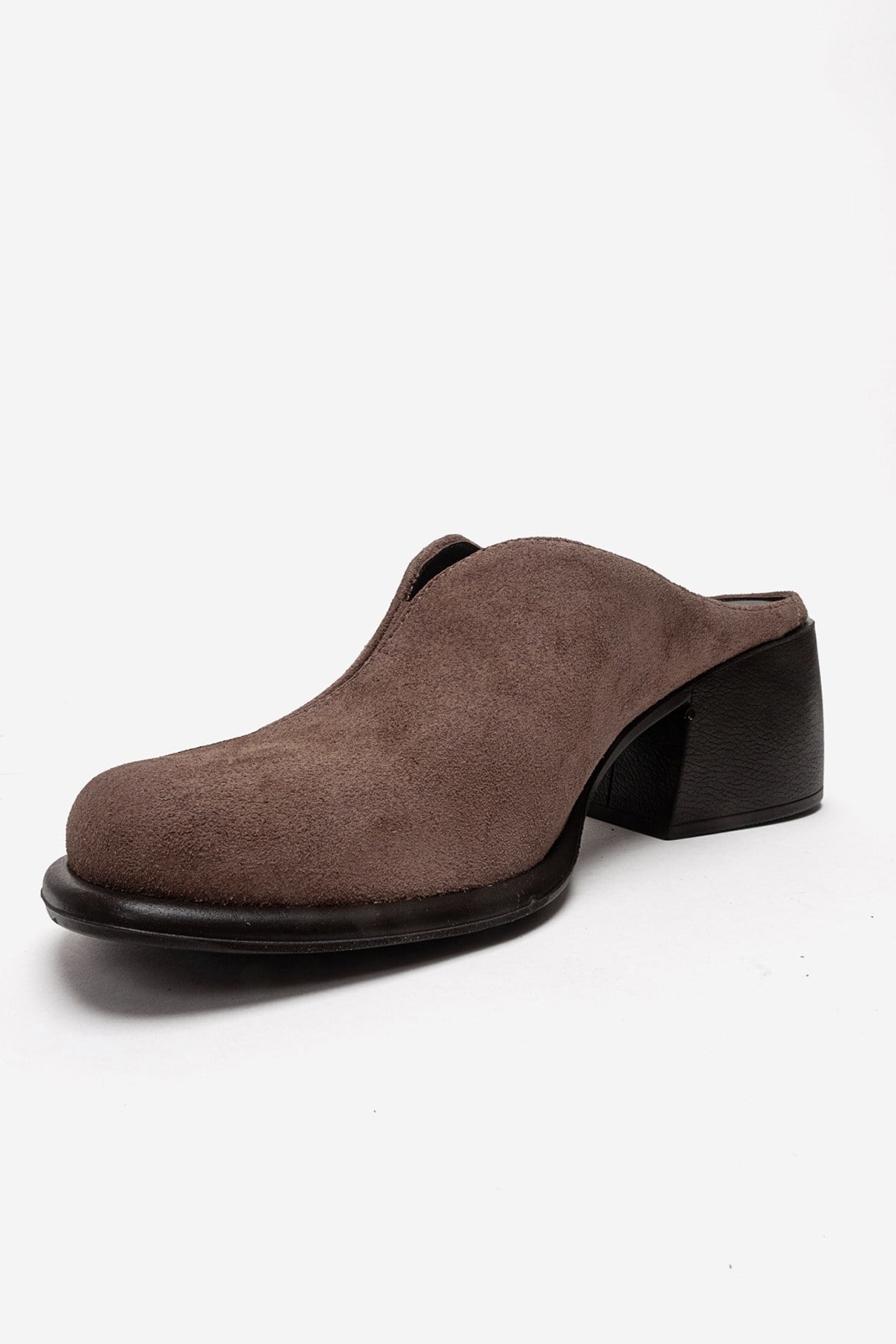 Ardent - Taupe Genuine Leather Block Heel Mule (Women)