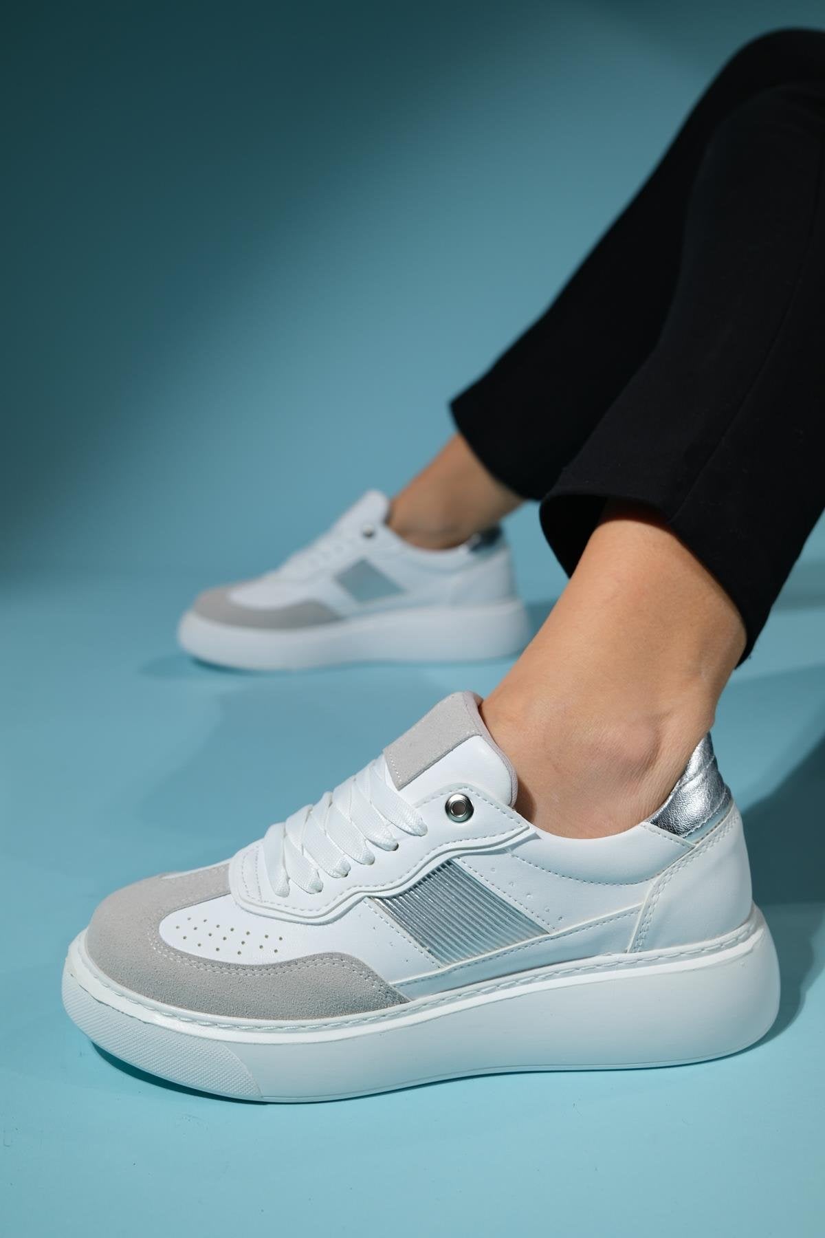 Venetia - White Gray Athletic Sneaker (Women)