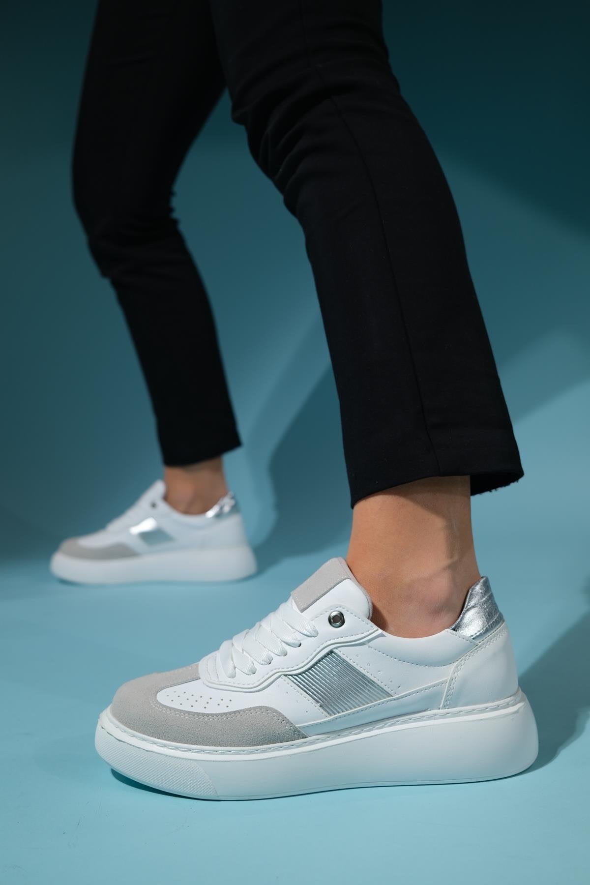 Venetia - White Gray Athletic Sneaker (Women)