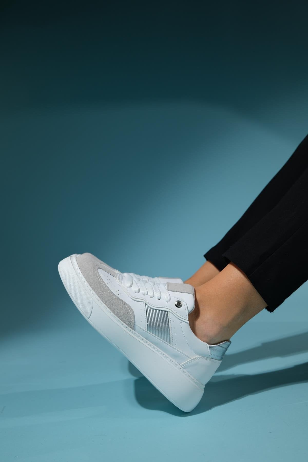 Venetia - White Gray Athletic Sneaker (Women)