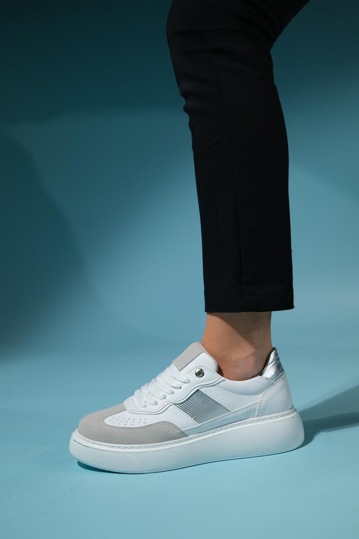 Venetia - White Gray Athletic Sneaker (Women)