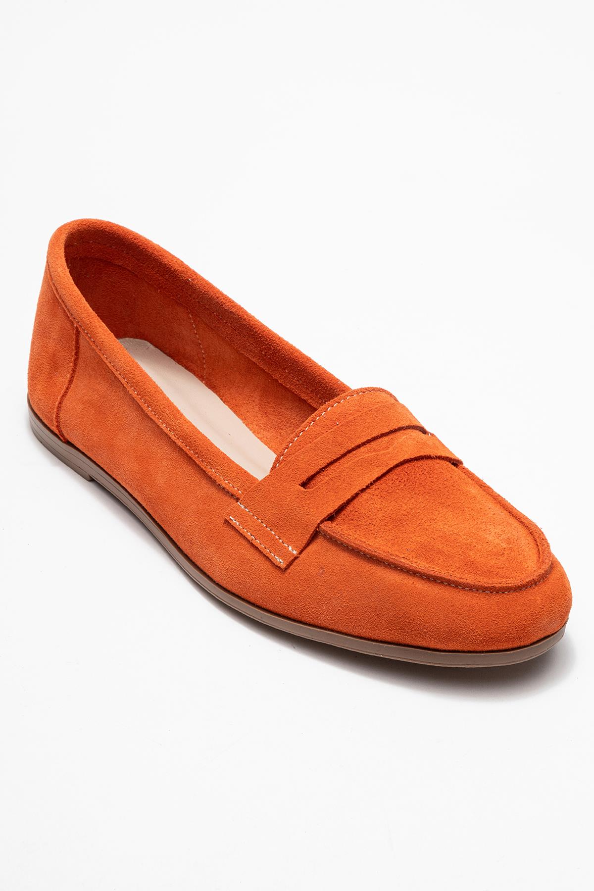 F02 - Orange Genuine Leather Loafer (Women)