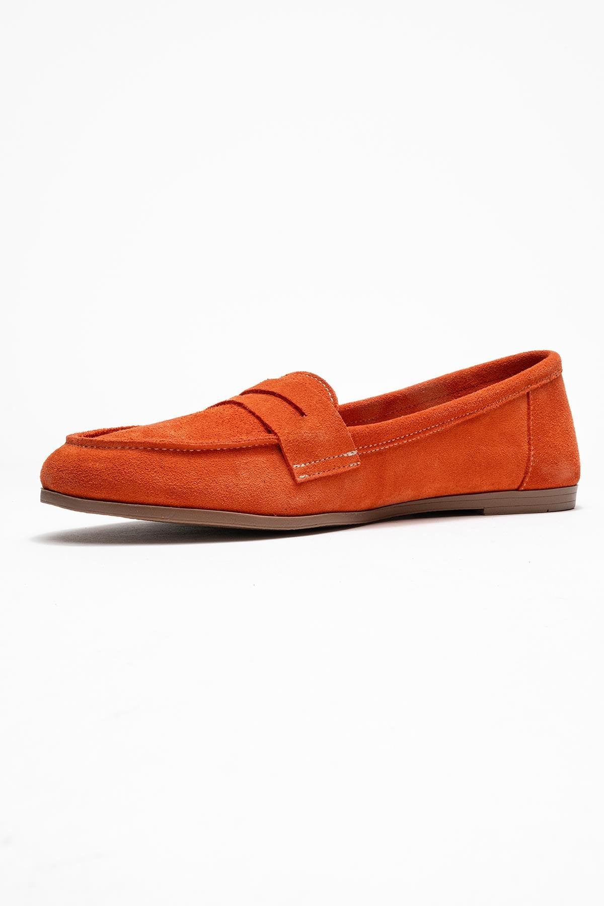 F02 - Orange Genuine Leather Loafer (Women)