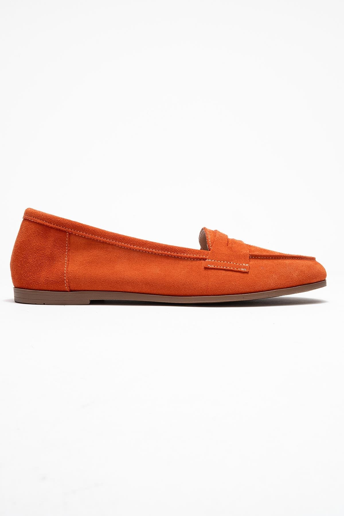F02 - Orange Genuine Leather Loafer (Women)
