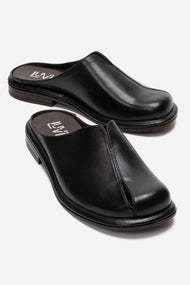 Tansy - Black Genuine Leather Closed-Toe Low Heel Mule (Women)