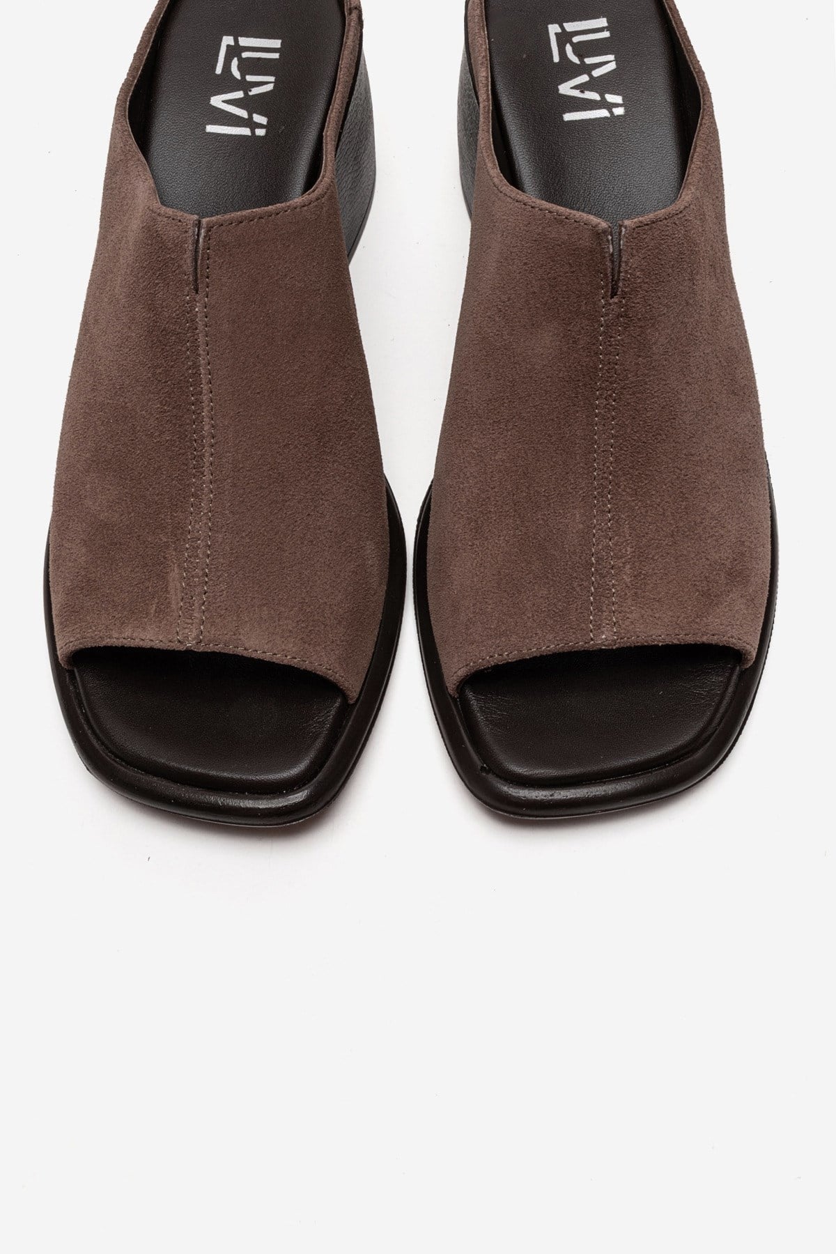 SOREX - Taupe Genuine Suede Leather Block Heel Slide (Women)