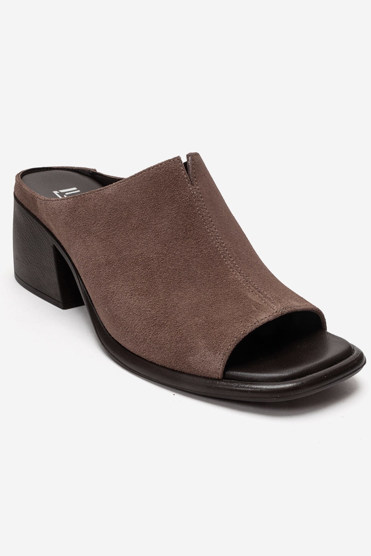 SOREX - Taupe Genuine Suede Leather Block Heel Slide (Women)