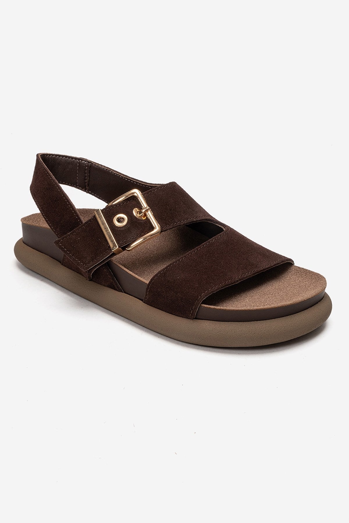Jalven - Brown Genuine Suede Leather Sandal (Women)