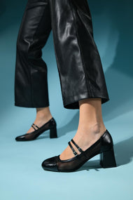Scots - Black Block Heel Shoe (Women)