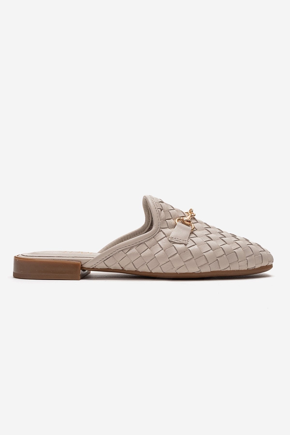 SENIA - Off-White Genuine Leather Buckle Front Closed Mule (Women)