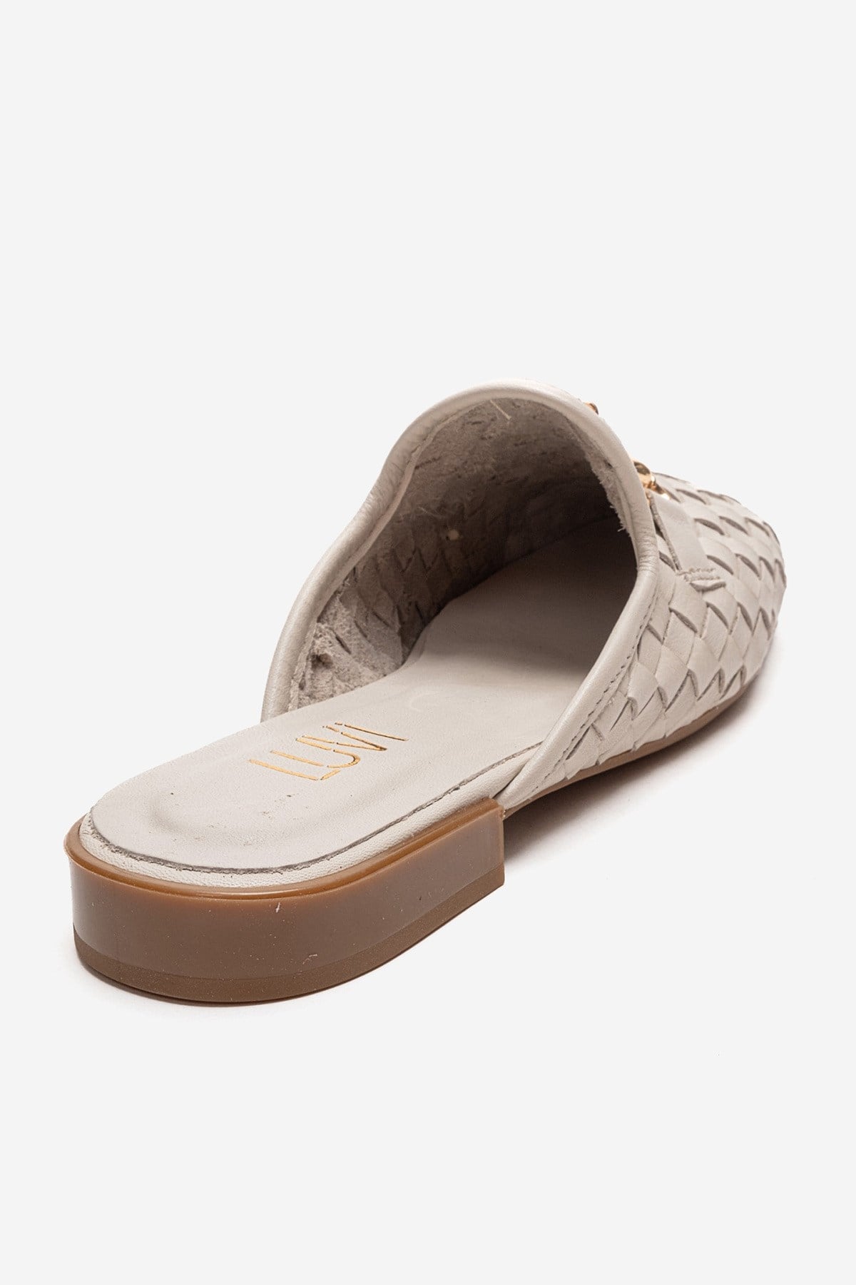 SENIA - Off-White Genuine Leather Buckle Front Closed Mule (Women)