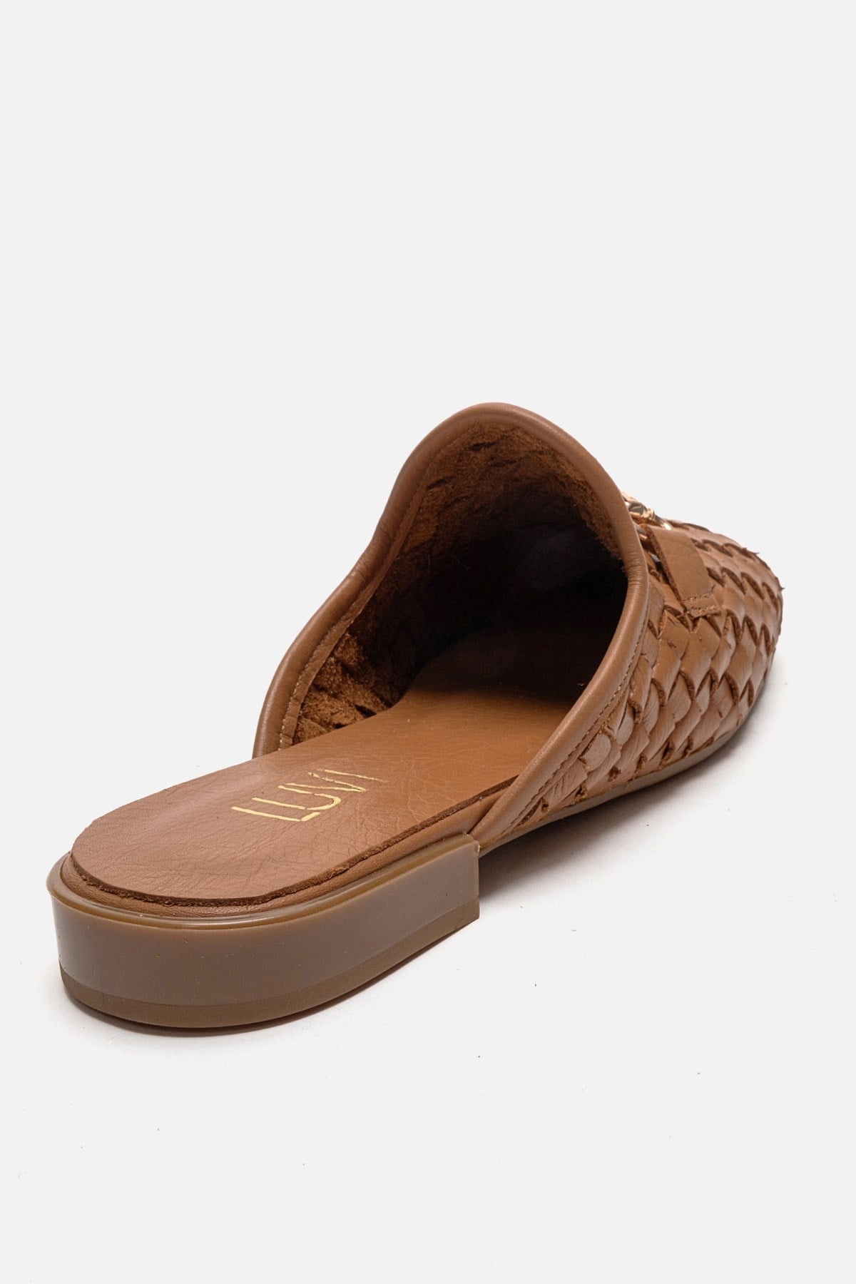 SENIA - Cognac Genuine Leather Buckle Front Closed Mule (Women)