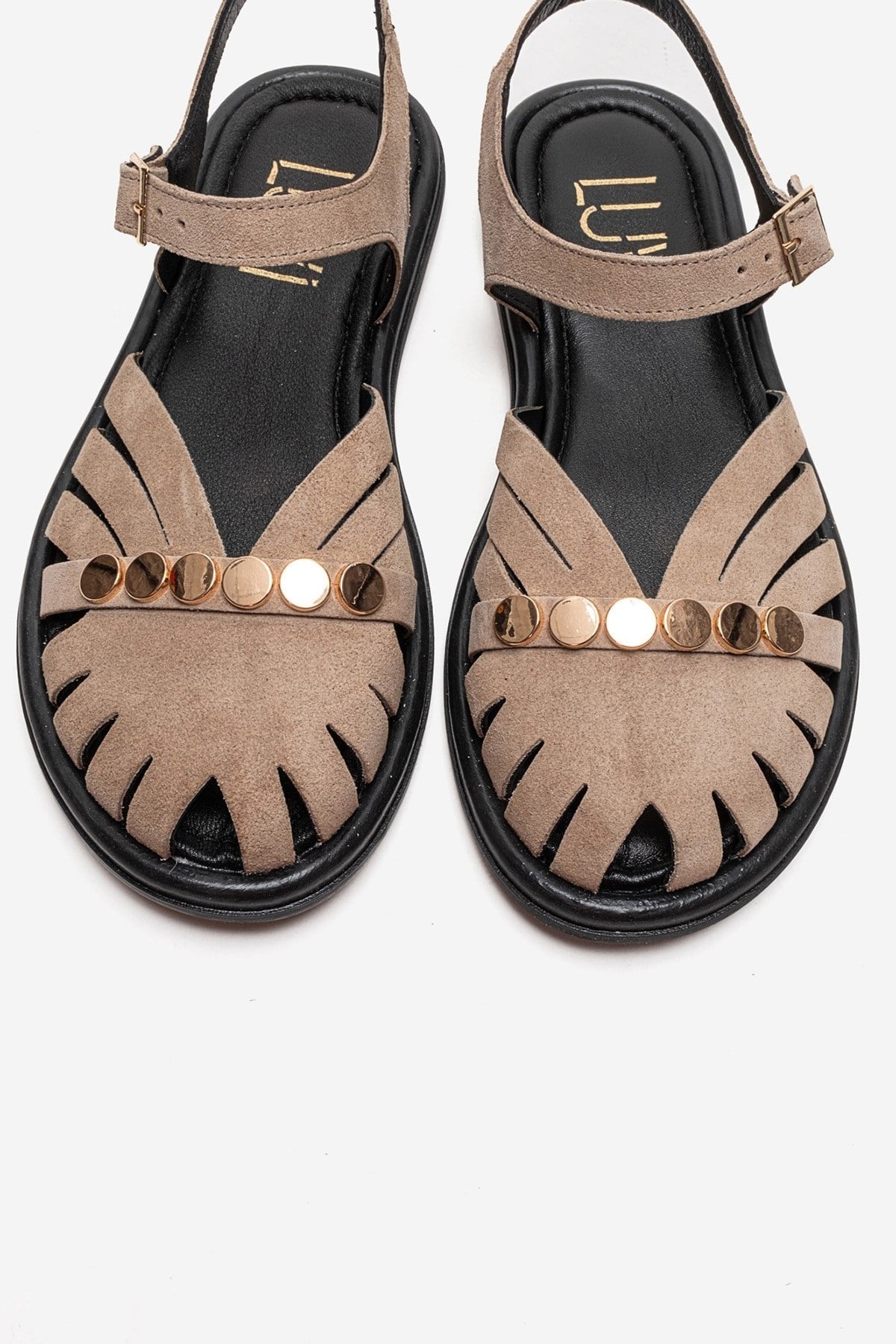 CHIELA - Taupe Genuine Leather Ankle Strap Sandal (Women)