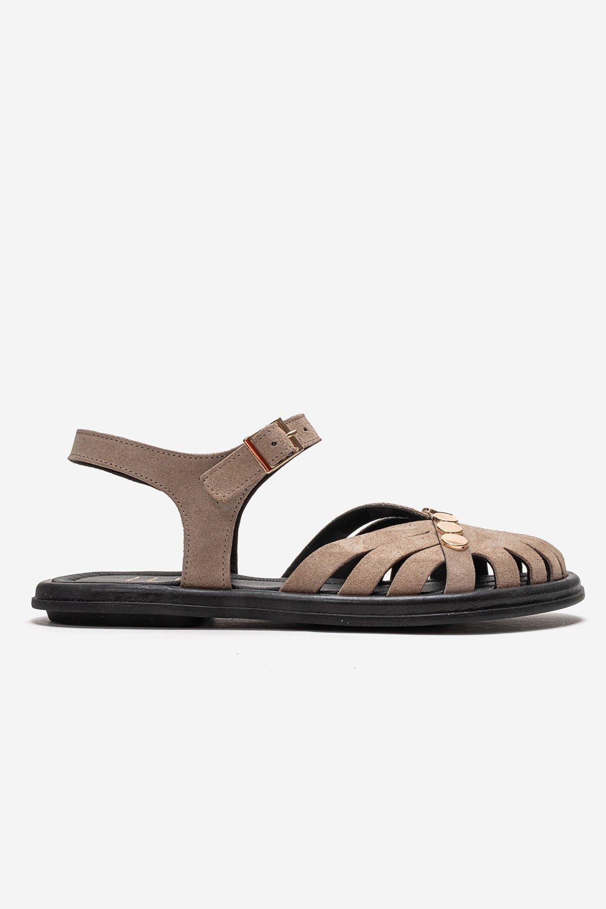 CHIELA - Taupe Genuine Leather Ankle Strap Sandal (Women)