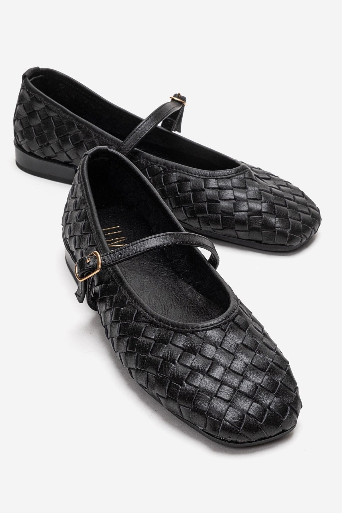 YEVORA - Black Genuine Leather Mary Jane Ballet Flat (Women)