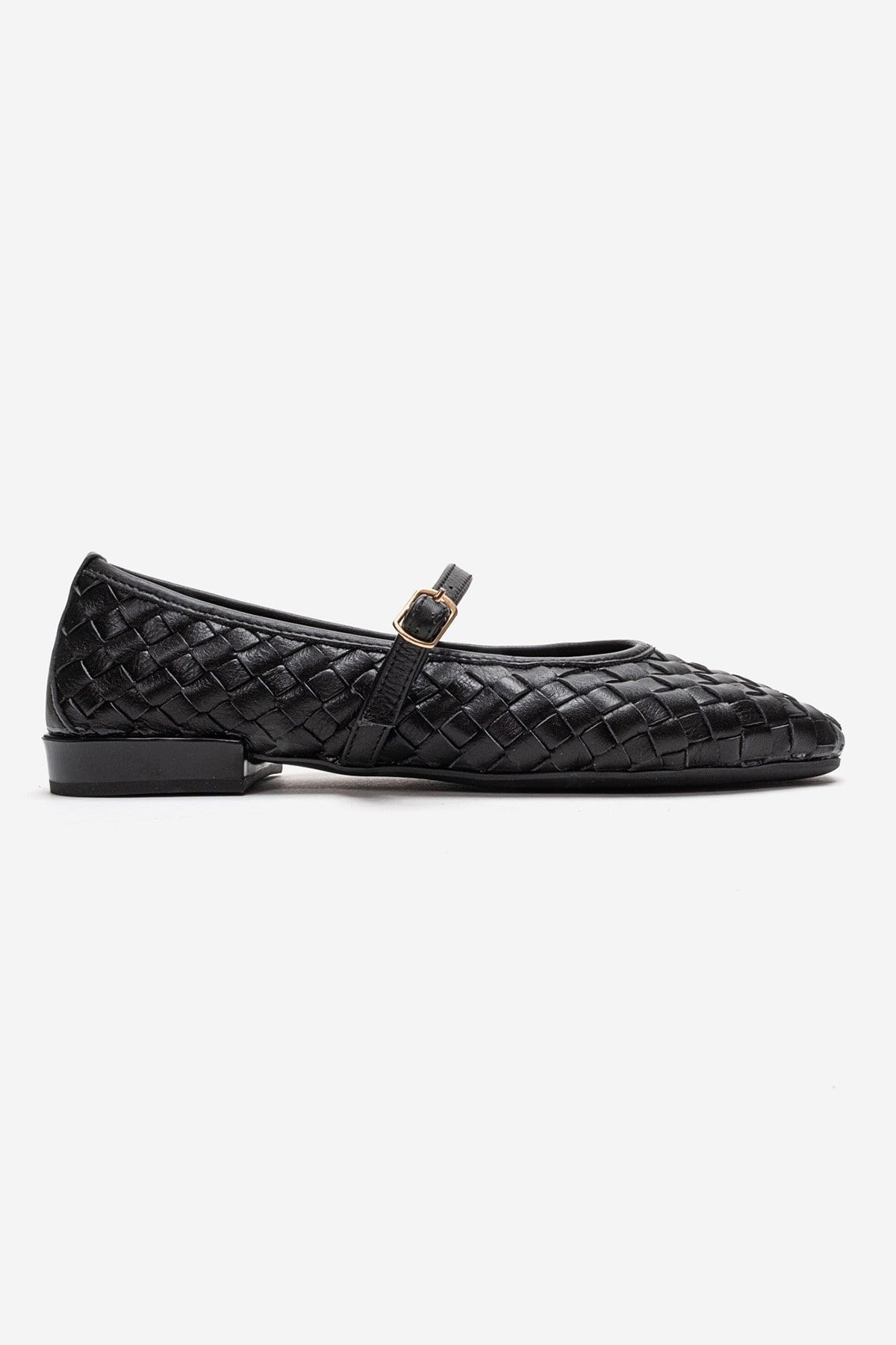 YEVORA - Black Genuine Leather Mary Jane Ballet Flat (Women)