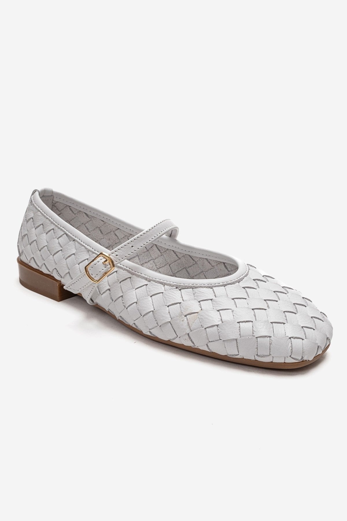 YEVORA - White Genuine Leather Mary Jane Ballet Flat (Women)