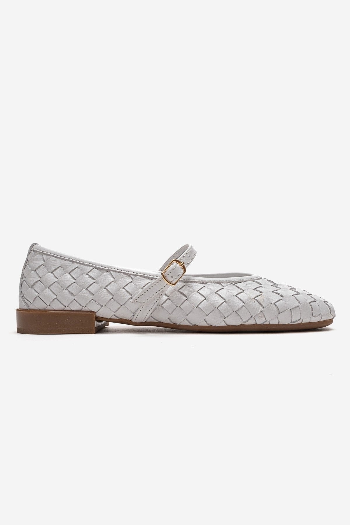 YEVORA - White Genuine Leather Mary Jane Ballet Flat (Women)
