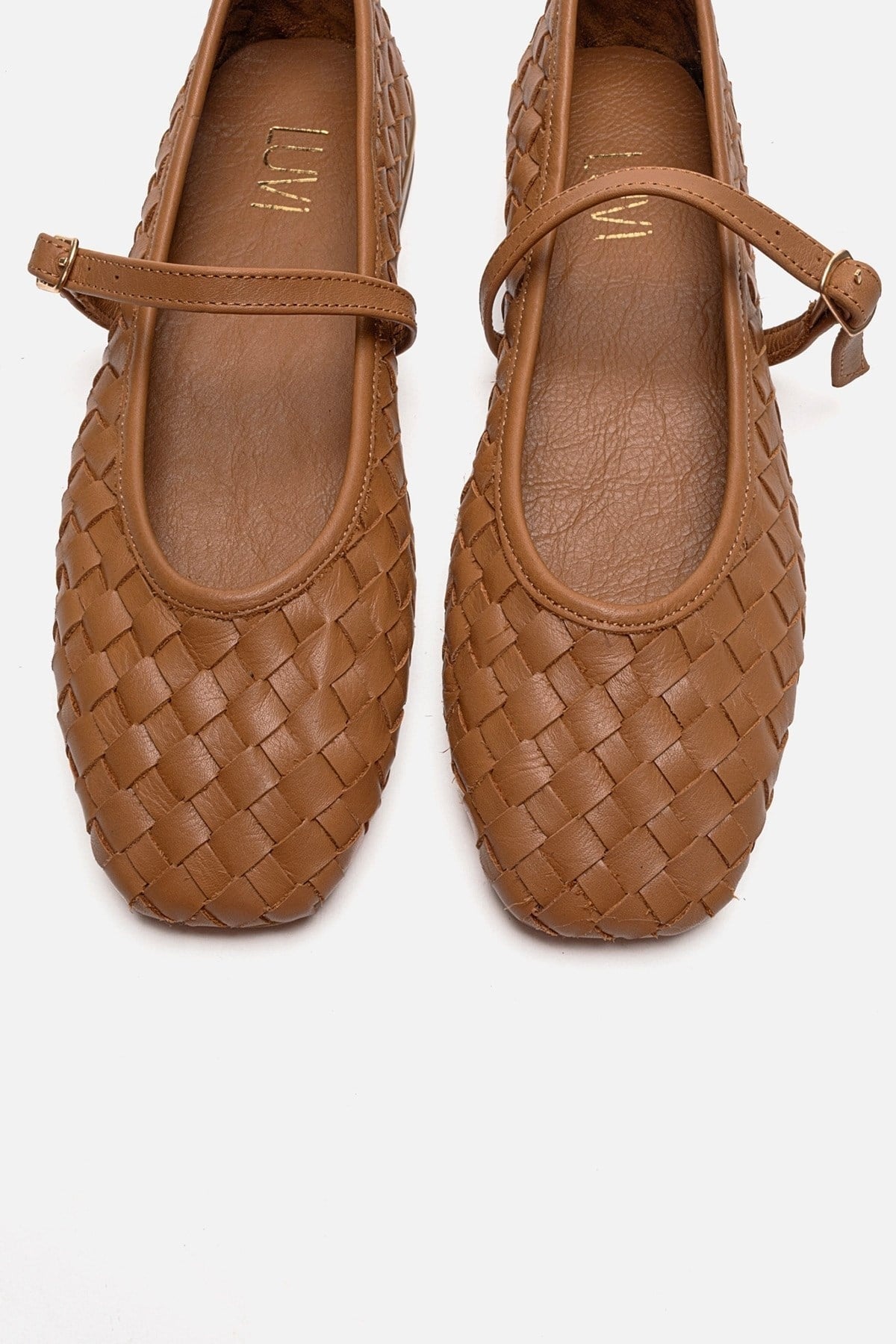 YEVORA - Cognac Genuine Leather Mary Jane Ballet Flat (Women)