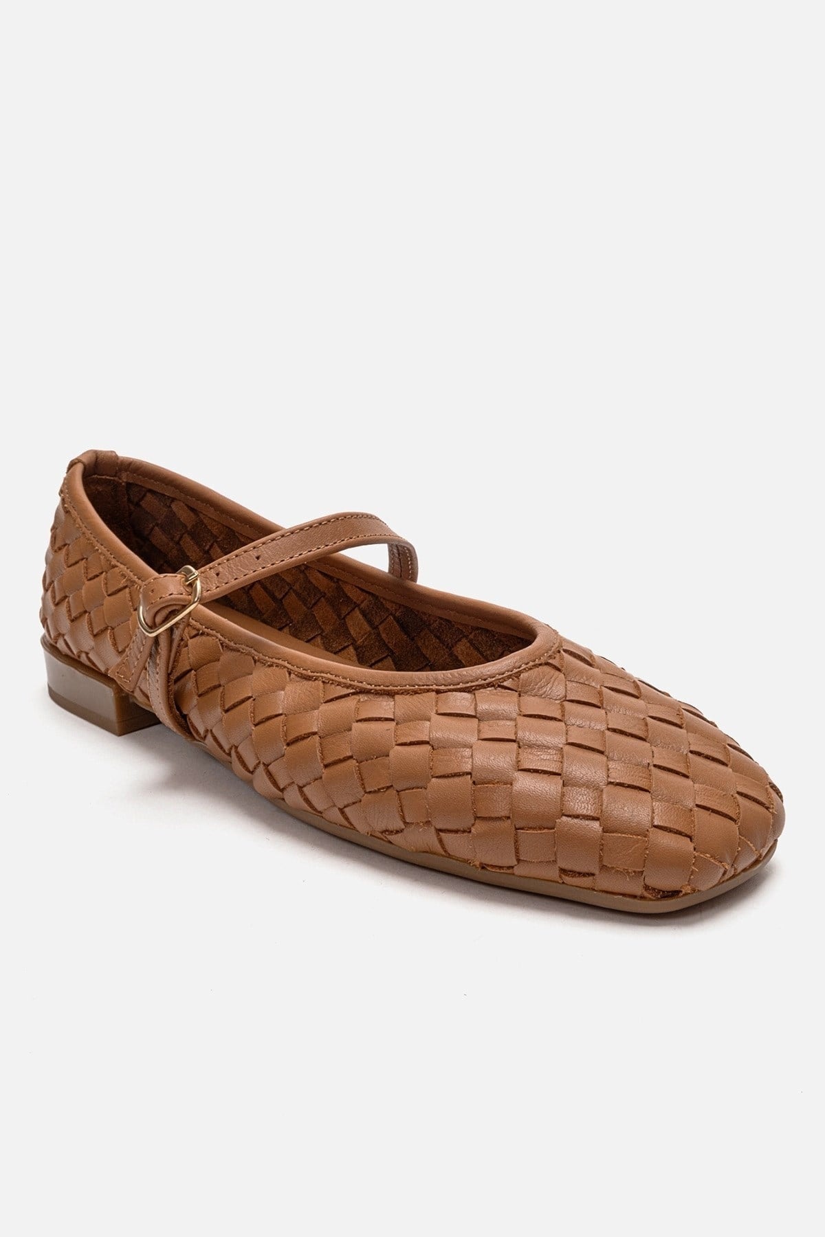 YEVORA - Cognac Genuine Leather Mary Jane Ballet Flat (Women)